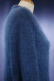 Woman's blue-grey short-sleeved angora sweater by Caslon on mannequin