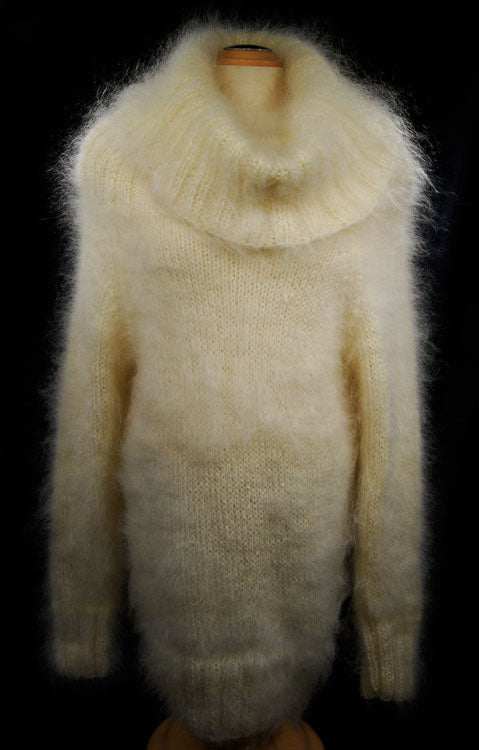 Hand-knit mohair large-cowlneck full-length sweaterdress by Scott's Sweaters