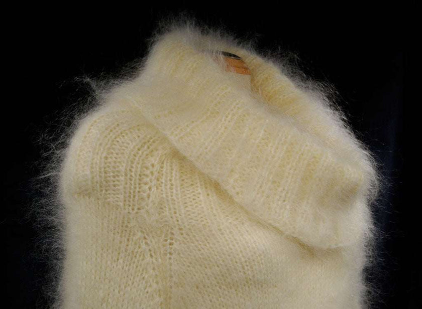 Hand-knit mohair large-cowlneck full-length sweaterdress by Scott's Sweaters