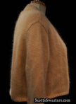 Woman's angora shrug cardigan sweater by Moda International for Victoria Secrets, soft open-front cropped three-quarter sleeve design