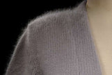 Woman's Angora Shrug cardigan sweater by Victoria Secrets, soft open-front cropped three-quarter sleeve