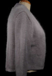 Woman's Angora Shrug cardigan sweater by Moda International for Victoria Secrets, soft open-front cropped three-quarter sleeve design