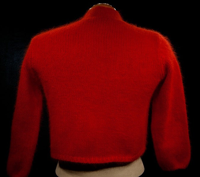 Woman's Angora Shrug cardigan sweater by Moda International for Victoria Secrets, soft open-front cropped design