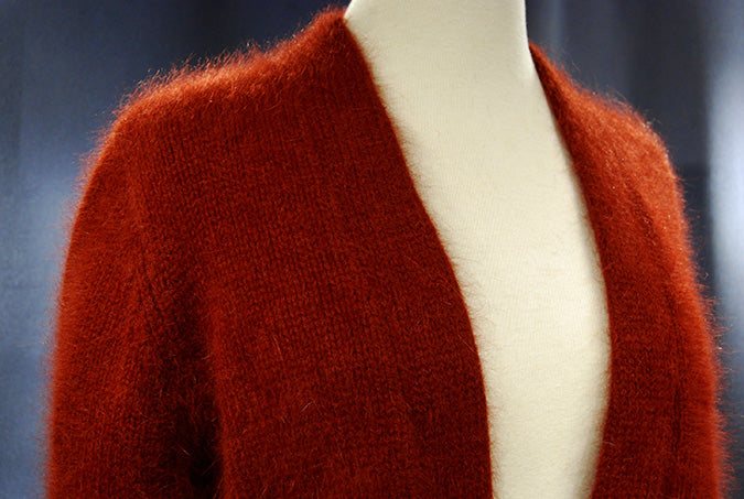 Woman's Angora Shrug cardigan sweater by Victoria Secrets, soft open-front cropped three-quarter sleeve shrug
