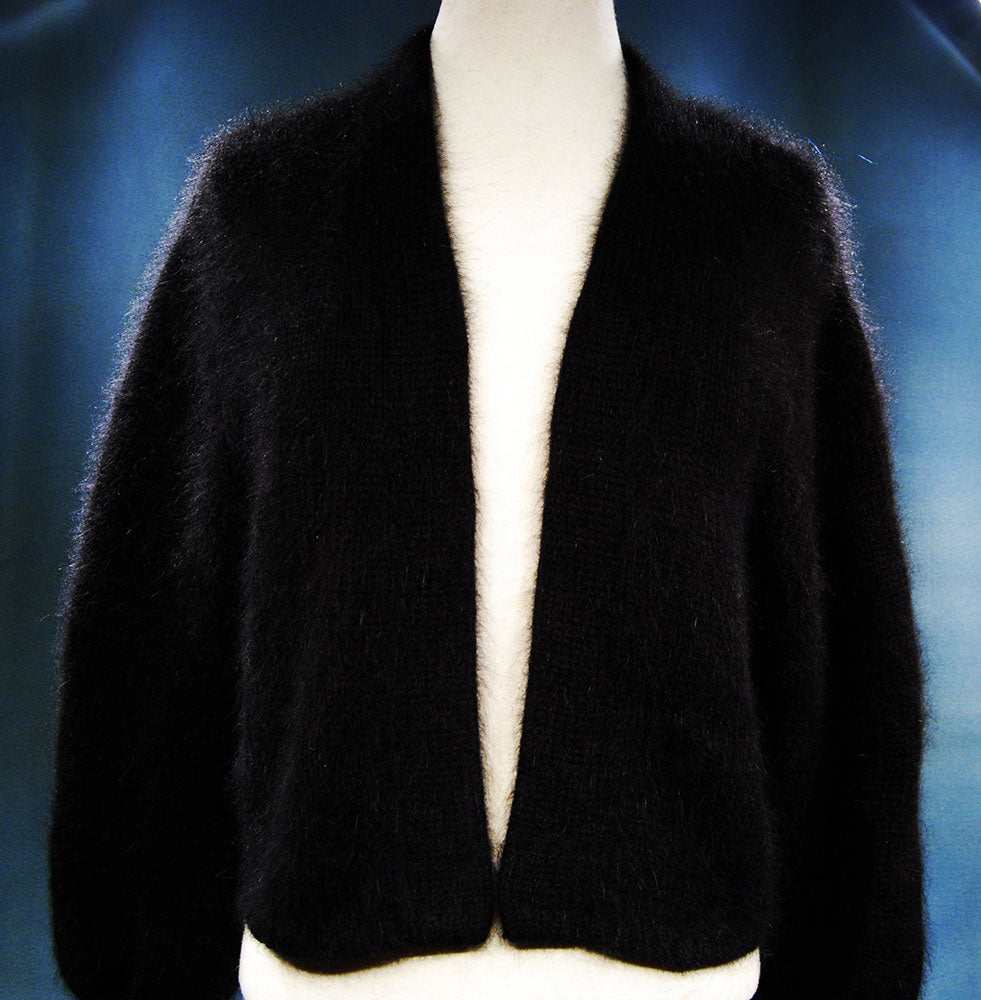 Woman's Angora Shrug cardigan by Moda International for Victoria Secrets soft cropped three-quarter sleeve