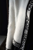 Woman's fancy white angora cardigan sweater with Andre Luciano embroidered trim, size XS
