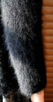 Woman's black angora cardigan sweater with unique hook and loop closures by STRAWBERRY-FIELDS, size XX-Small