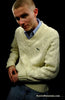 Men's classic retro ivory cable-knit Izod Lacoste tennis sweater with crocodile logo