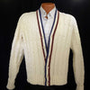 Men's retro cable-knit tennis sweater cardigan by McGregor, pre-owned, size small or boys medium