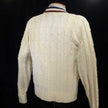 Men's retro cable-knit tennis sweater cardigan by McGregor, size large, pre-owned, short length