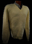 Retro ivory original mohair V-neck sweater by Arrow Cum Laude medium size