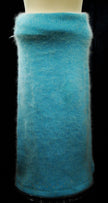Woman's aqua angora fuzzy skirt with rhinestone trim from two-piece matching sweaterdress set