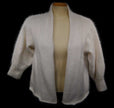 Woman's white angora open-front shrug cardigan sweater by Moda International in small size