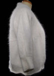 Woman's white angora shrug cardigan sweater by Moda International in small size