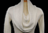Ivory white Angora sweaterdress with cowl neck and open back by Moda International in small size