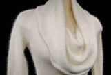 Ivory white Angora sweaterdress with cowl neck and open back by Moda International in small size