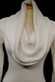 Ivory cowl-neck white angora sweaterdress with open back by Moda International in small size
