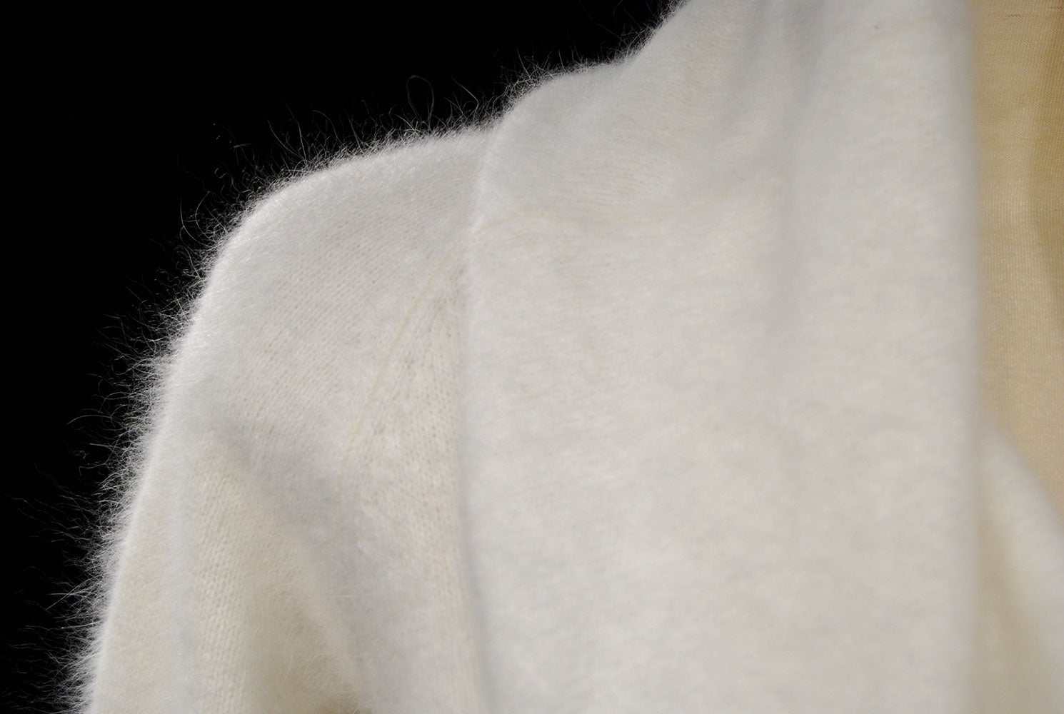 Ivory cowl-neck white angora sweaterdress with open back by Moda International in small size