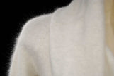 Ivory cowl-neck white angora sweaterdress with open back by Moda International in small size