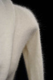 Ivory cowl-neck white angora sweaterdress with open back by Moda International in small size