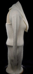 Ivory white angora sweaterdress with cowl neck and open back by Moda International