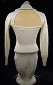 Ivory white angora sweaterdress with cowl neck and open back by Moda International in small size