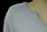 Powder blue angora tie-neck sweater with blue-grey stripes for women by Xhilaration