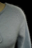 Powder blue angora tie-neck sweater with blue-grey stripes for women by Xhilaration