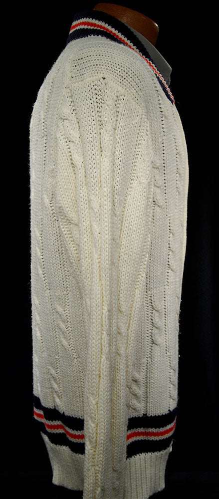 Men's Retro Tennis Sweater Zipper-Front Cardigan
