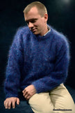Men's navy-blue Scottish mohair crewneck sweater by Lairds of Scotland, medium size
