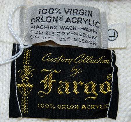 Classic retro cable-knit V-neck tennis sweater in medium size by Fargo