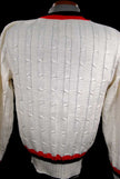 Classic retro cable-knit V-neck tennis sweater in medium size by Fargo