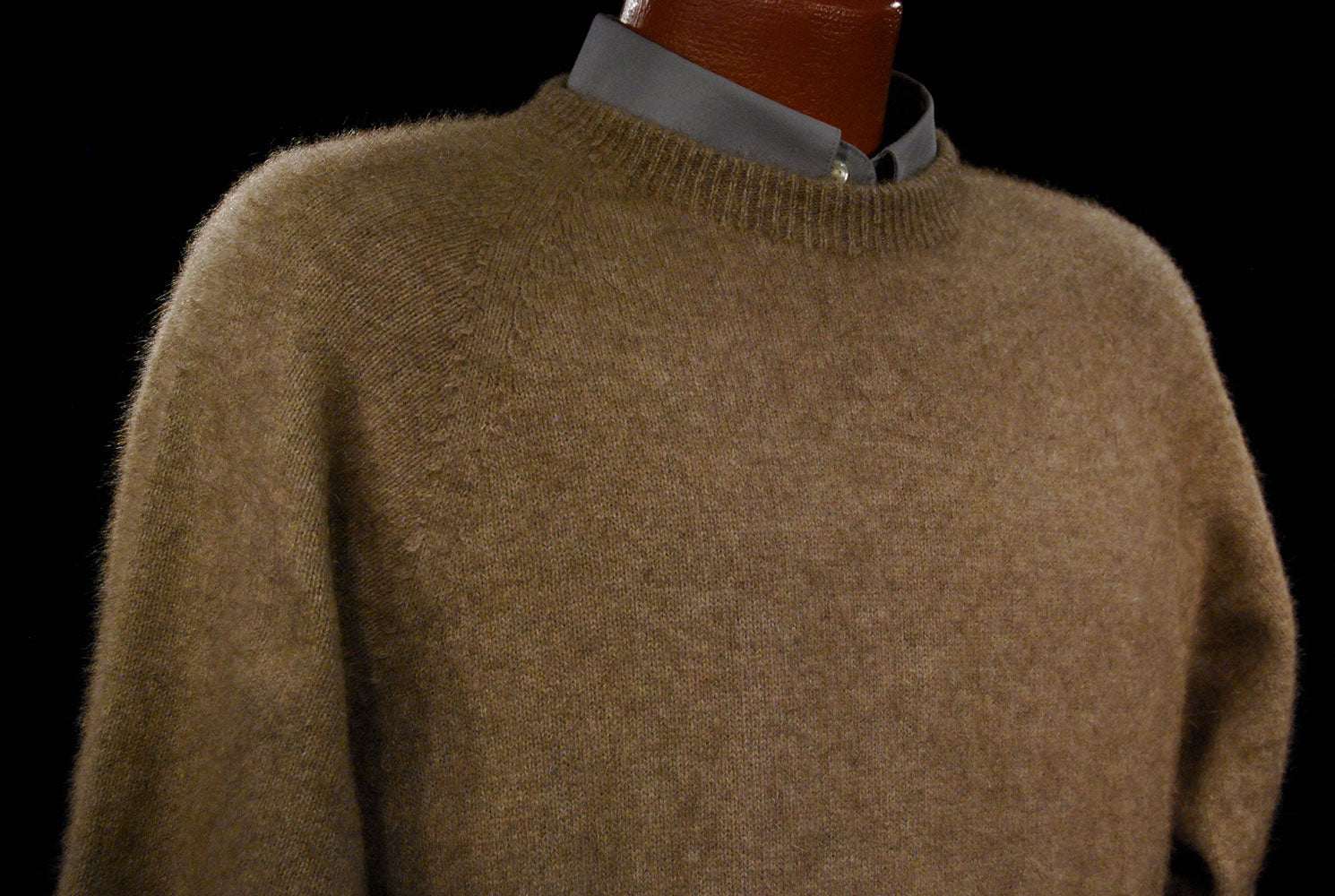 Men's possum sweater crewneck made from New Zealand possum fur yarn by Lothlorian, medium size
