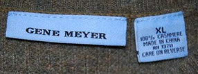 Heather-sage green men's cashmere crewneck sweater by Gene Meyer, medium size with 44-inch chest, 100% cashmere pullover.