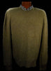 Heather-sage green men's cashmere crewneck sweater by Gene Meyer, medium size 44 chest, 100% cashmere pullover