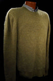 Heather-sage green men's cashmere crewneck sweater by Gene Meyer, medium size 44-inch chest, 100% cashmere pullover.