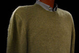 Heather-sage green men's cashmere crewneck sweater by Gene Meyer, medium size with 44