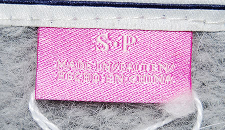 Grau/weiß gestreifter Angora-Cardigan für Damen von PINK 608-012