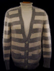 Woman's grey and white striped angora cardigan sweater with front pockets by Victoria's Secret PINK