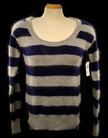 Woman's blue and grey striped angora scoop-neck sweater by Victoria's Secret in X-Small size
