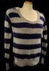 Woman's blue and grey striped scoop-neck angora sweater by Victoria's Secret in size X-Small