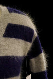 Woman's blue and grey striped angora scoop-neck sweater by Victoria's Secret in X-Small size