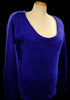 Woman wearing royal blue angora scoop-neck sweater by Victoria's Secret in size Small-Medium
