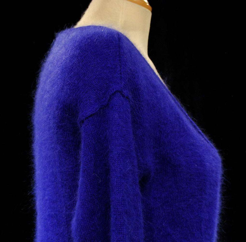Woman's royal-blue angora scoop-neck sweater by Victoria's Secret in small-medium size