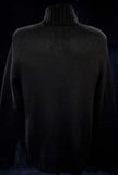 Men's soft black turtleneck lambswool and angora blend sweater with ribbed collar and cuffs