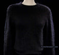 Woman's black angora crewneck sweater by Express Tricot in soft fuzzy fabric