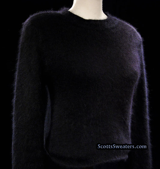 Woman's Black Angora Crewneck Sweater by Express Tricot