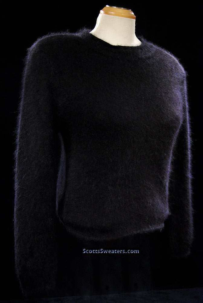 Woman's black angora crewneck sweater by Express Tricot in X-Small and Small sizes