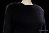 Woman's black angora crewneck sweater by Express Tricot with soft fuzzy texture