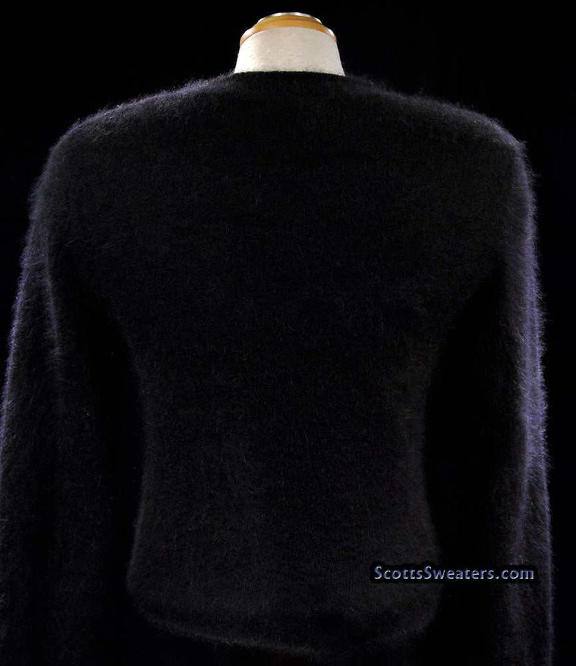 Woman's black angora crewneck sweater by Express Tricot in X-Small and Small sizes